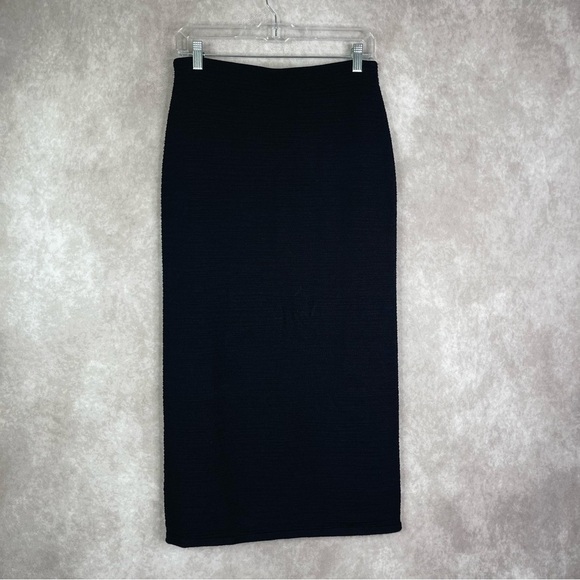 COS Crinkle Ribbed Stretch A-Line Midi Skirt In Black Women's Size S - Picture 6 of 7
